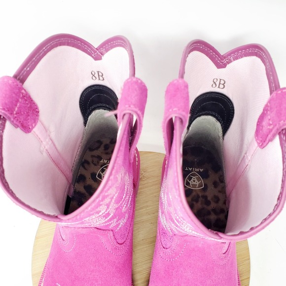 Ariat Fatbaby Boots Womens 8 Pink Suede Metallic Cowboy Western Shoes - Picture 5 of 14